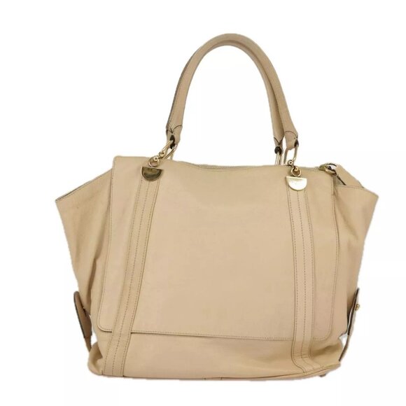 Chloe Tote Bag Leather Beige Gold Auth - Picture 2 of 16